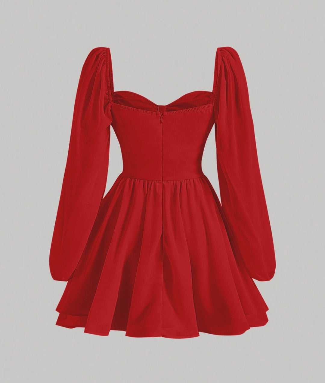 Red Elegance Puff Sleeve Dress #valentinae