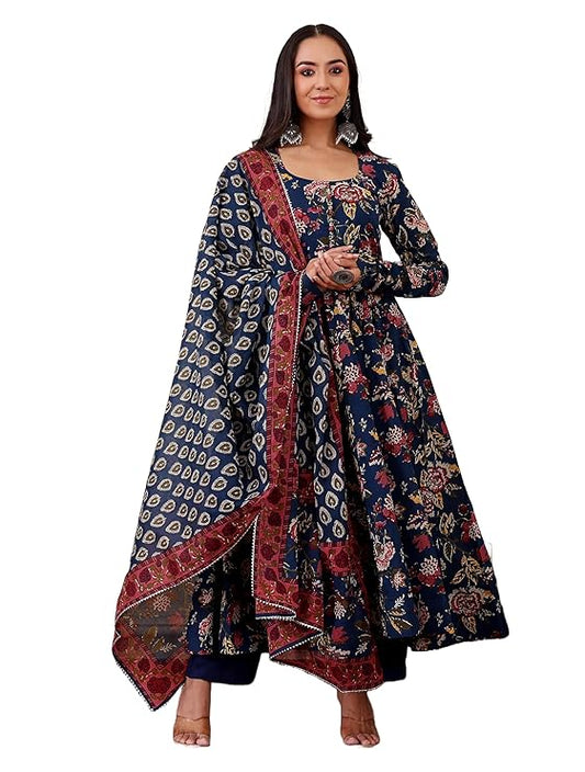 Gulnaar " Set — Elegant Floral Anarkali with Dupatta