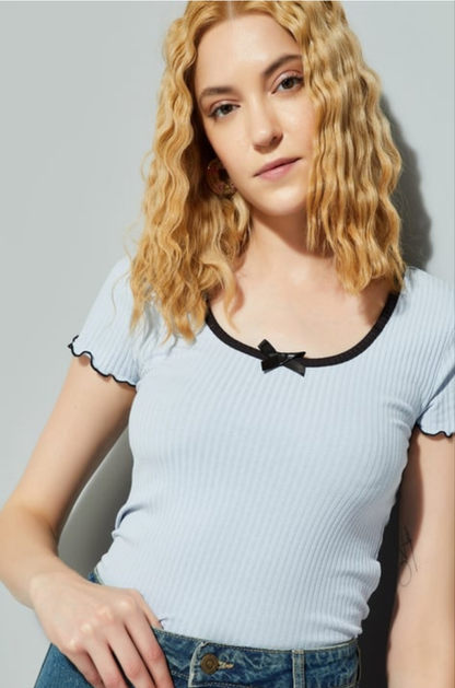 Giggle Haus Ribbed Bow Detail Top – Chic & Comfy for Everyday Glam!