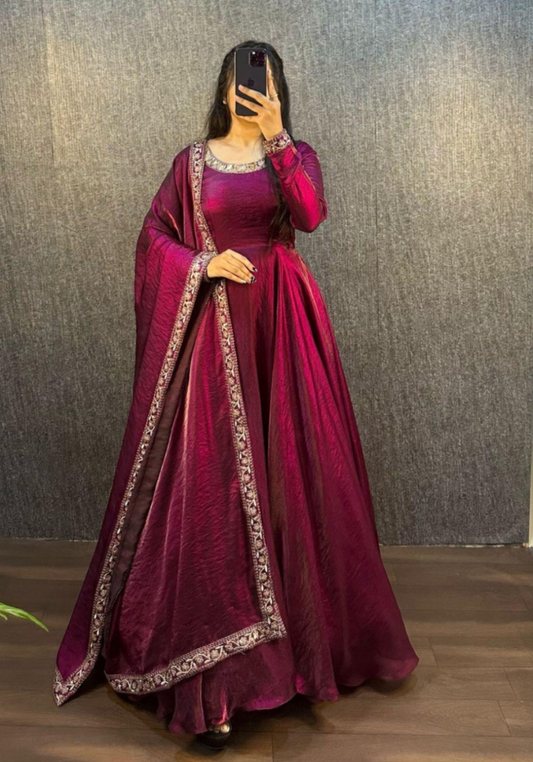 "Giggle Haus Luxe Silk Sequin Gown – Elegance Redefined"