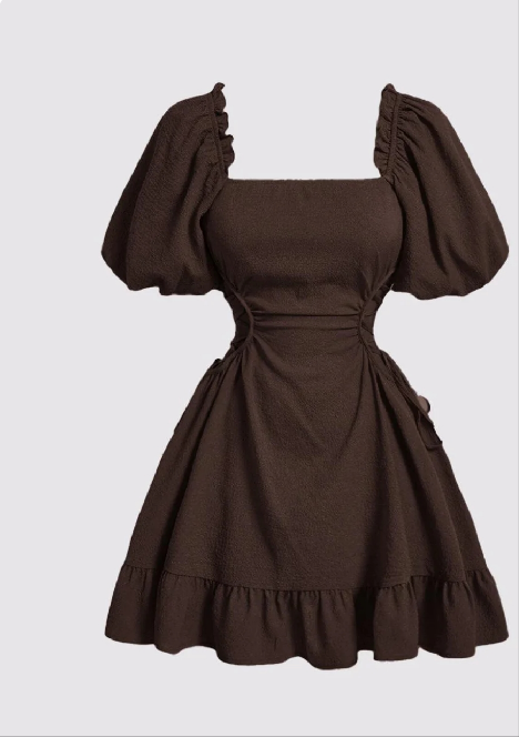 Mocha Ruffle Charm Dress