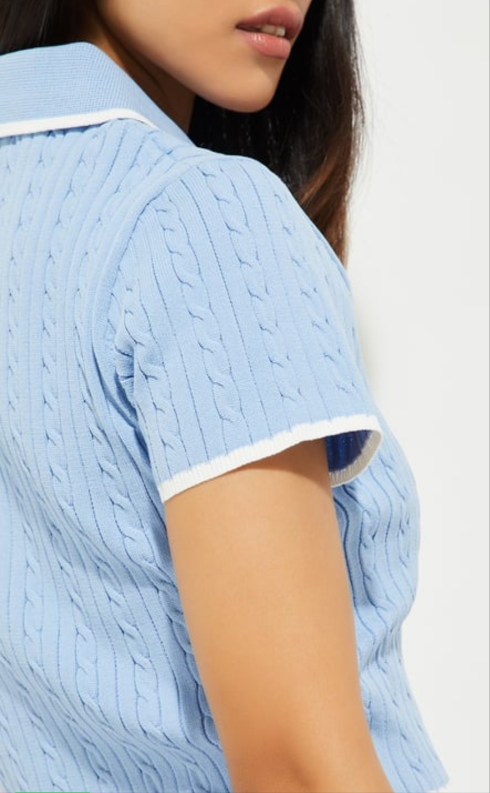 Giggle Haus – Braided Knit Johnny Collar Crop T-shirt!