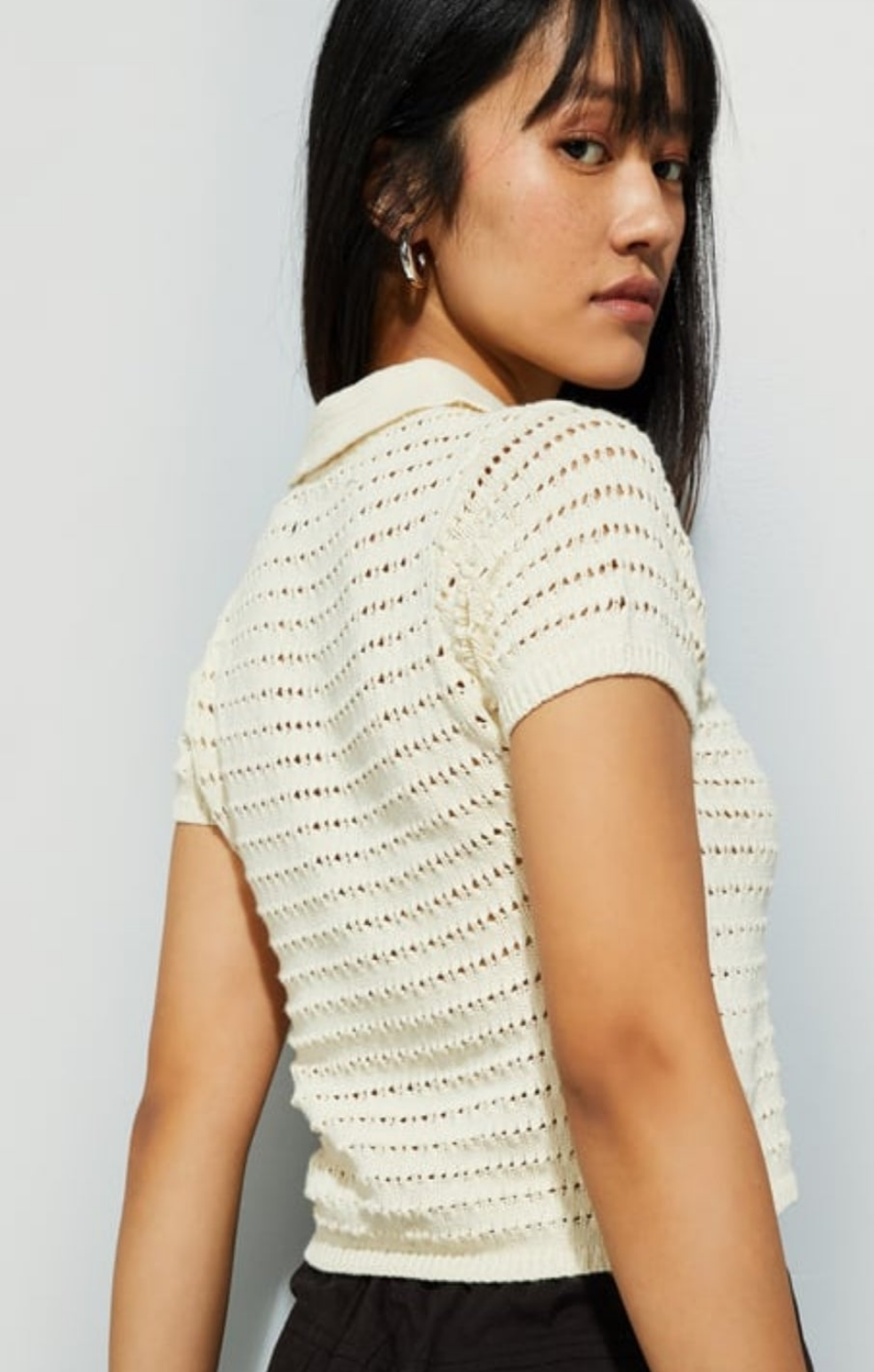Giggle Haus Open-Knit Crop Polo T-Shirt!