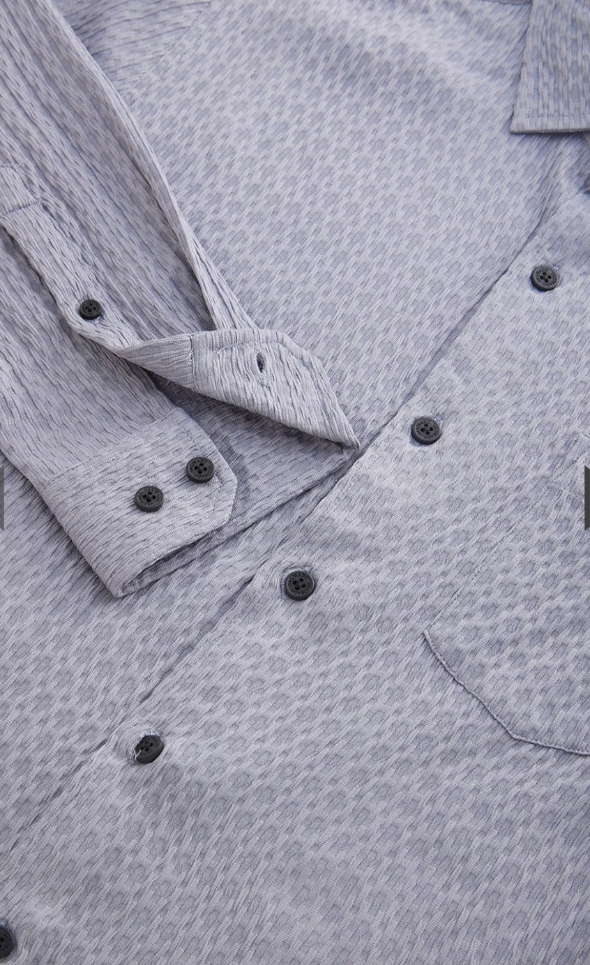 Textured Blue Cotton Shirt- casual shirt -mens wear