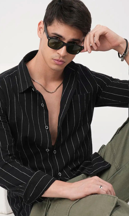 Midnight Stride Striped Shirt
_mens wear
