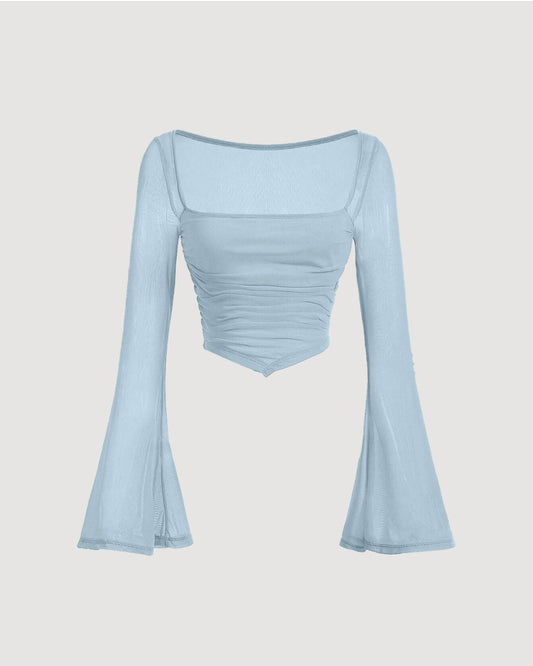 Giggle Haus Celeste Mesh Flare Sleeve Top!