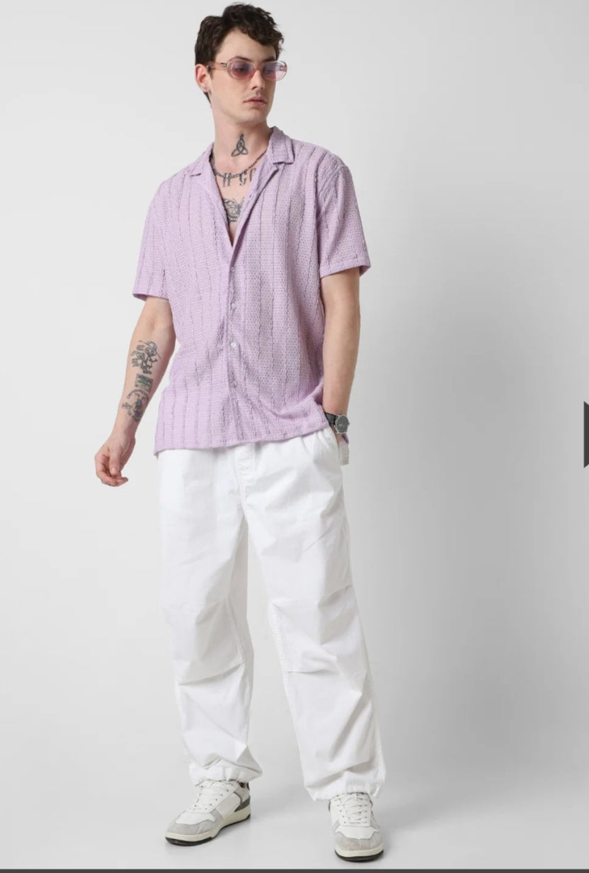 Giggle Haus Textured Relaxed Shirt – The Perfect Blend of Comfort & Style! Mens