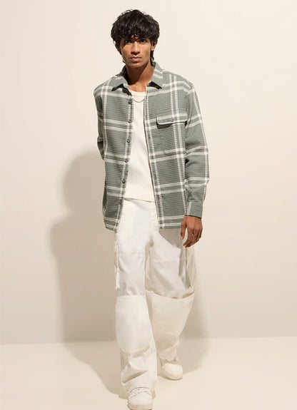 Nuon Sage Waffle-Textured Relaxed-Fit mens wear Cotton Shirt.