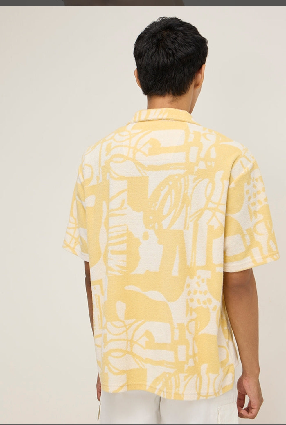 Nuon yellow abstract relaxed  fit mens cotton blend shirt