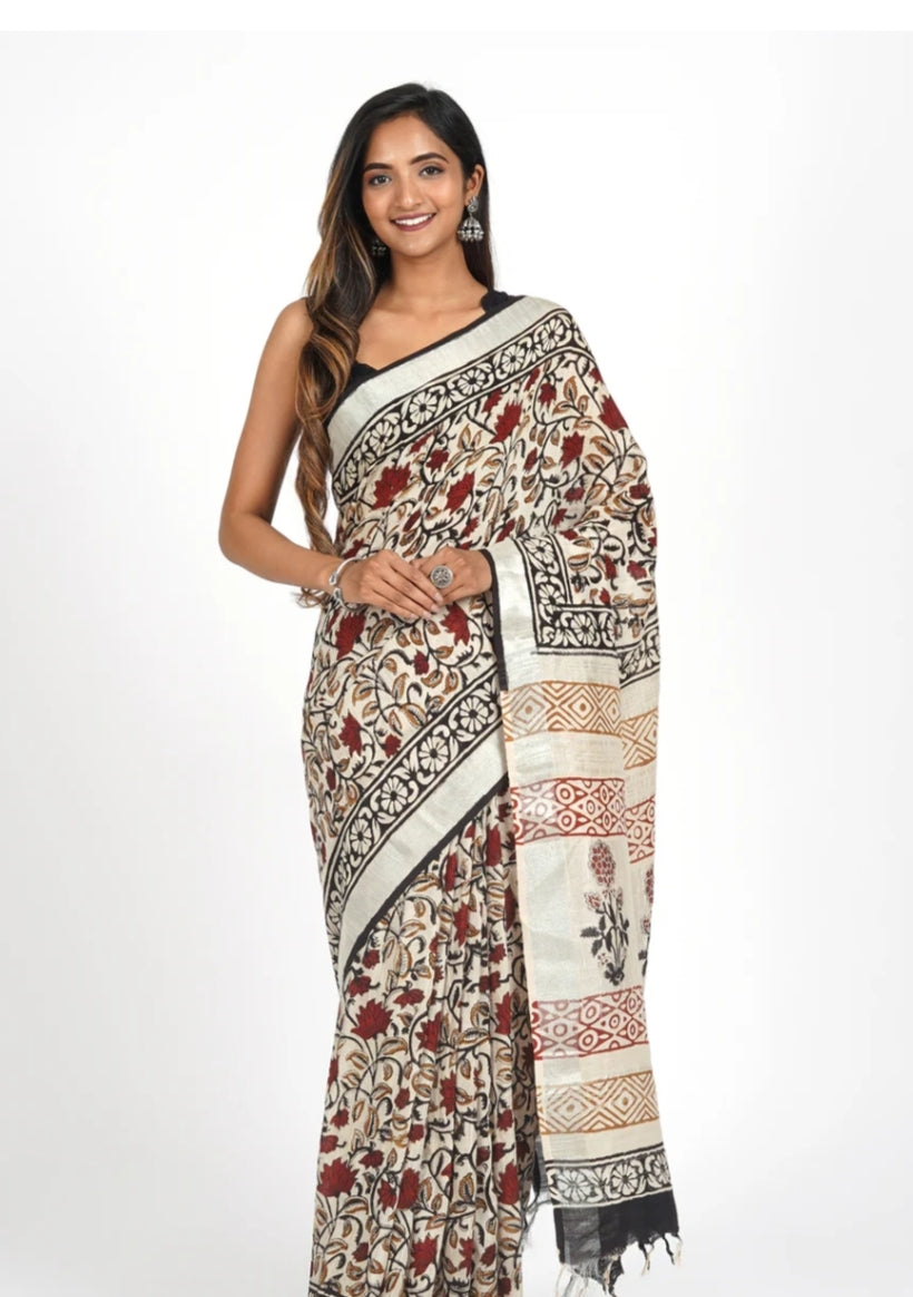 "Royal Bloom Tussar Silk Saree"