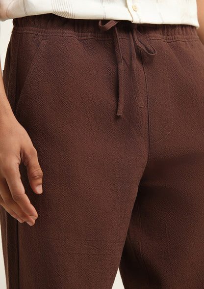 Brown Self-Patterned menswear Cotton Slim Fit Chinos