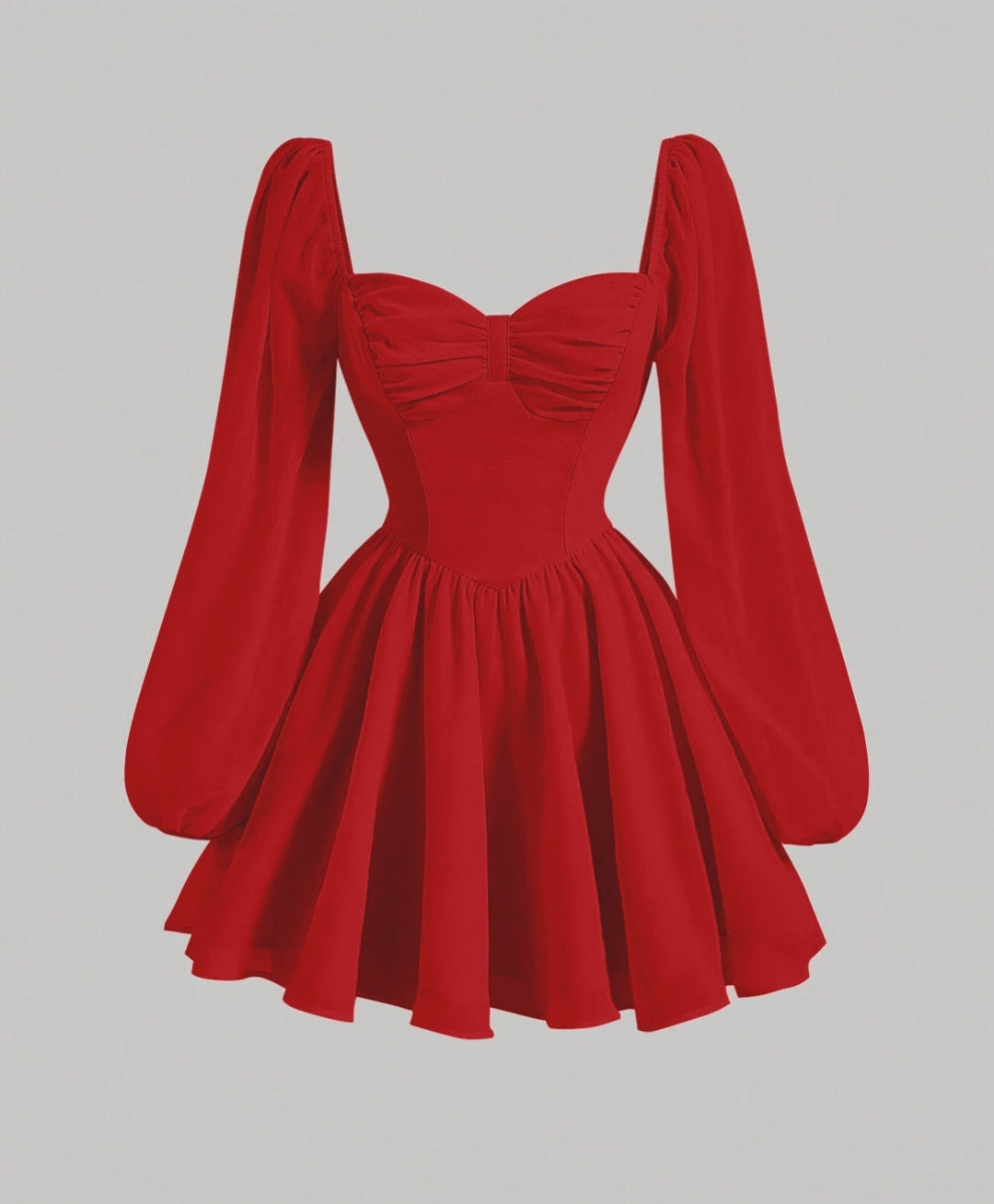 Red Elegance Puff Sleeve Dress #valentinae