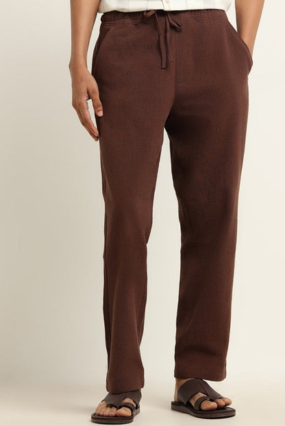 Brown Self-Patterned menswear Cotton Slim Fit Chinos