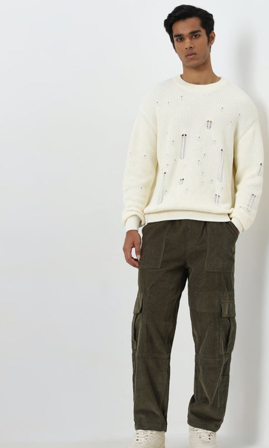 Olive Relaxed-Fit Mid-Rise Cotton Chinos mens