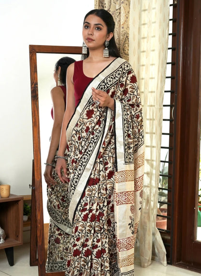 "Royal Bloom Tussar Silk Saree"