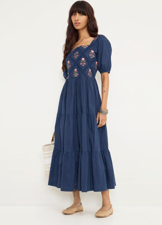 Giggle haus Midnight Bloom Embroidered Maxi Dress!